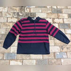 Accordeon Vintage Medium Navy Magenta Striped Pullover Sweater